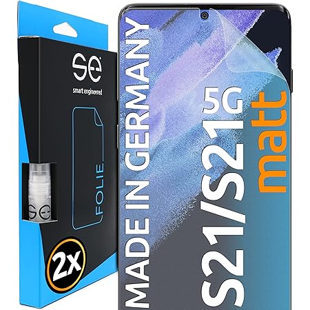 S.E. S21 Folie für Samsung Galaxy S21 5G Schutzfolie, 2x Stück, entspiegelte 3D Schutzfolie S21 5g aus TPU kompatibel mit Samsung Galaxy S21 5G, hüllenfreundliche matte Displayschutz-Folie